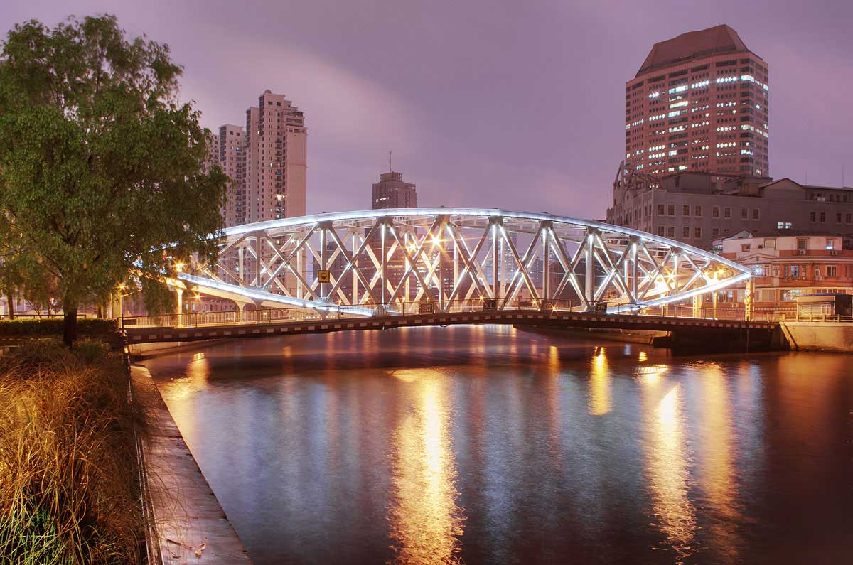 Zhejiang Road Bridge, Shanghai at night