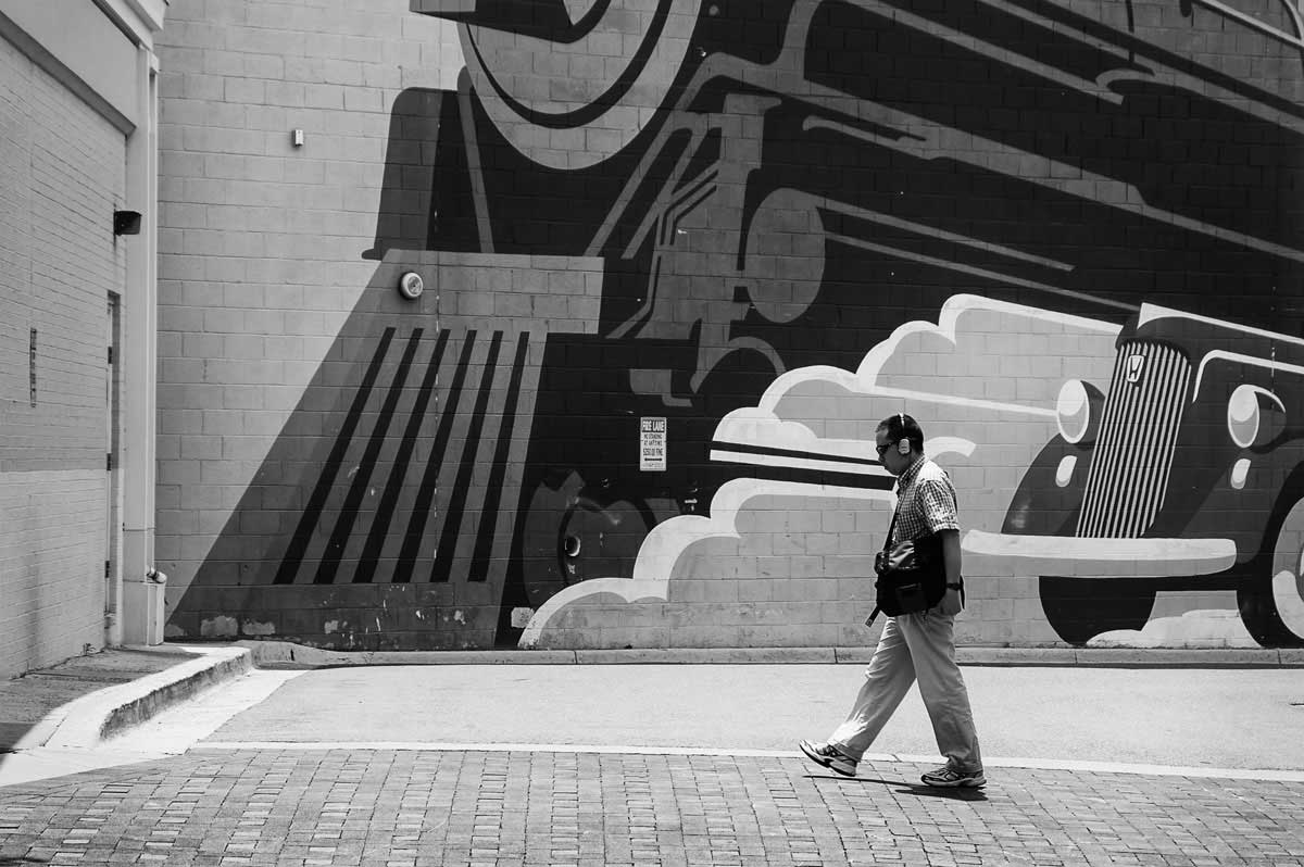 Wall Mural and man walking